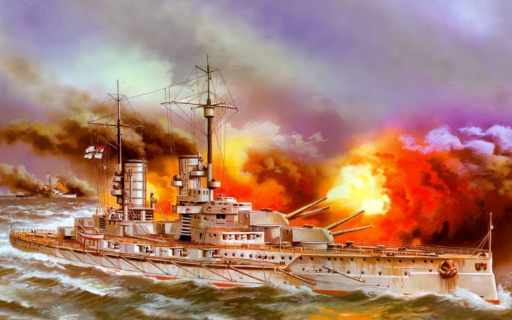 sea, Jutland, Art, Markgrafk, Ships, Explosions, Weapons, Ocean, Military HD Wallpaper Desktop Background