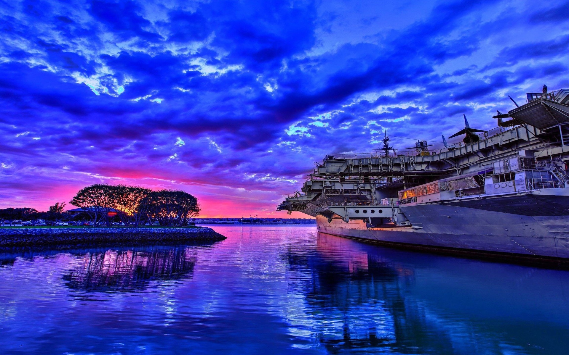 ships, Reflection, Hdr, Sunset Wallpaper