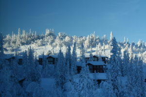 winter, Trees, Snow, Houses, Landscape