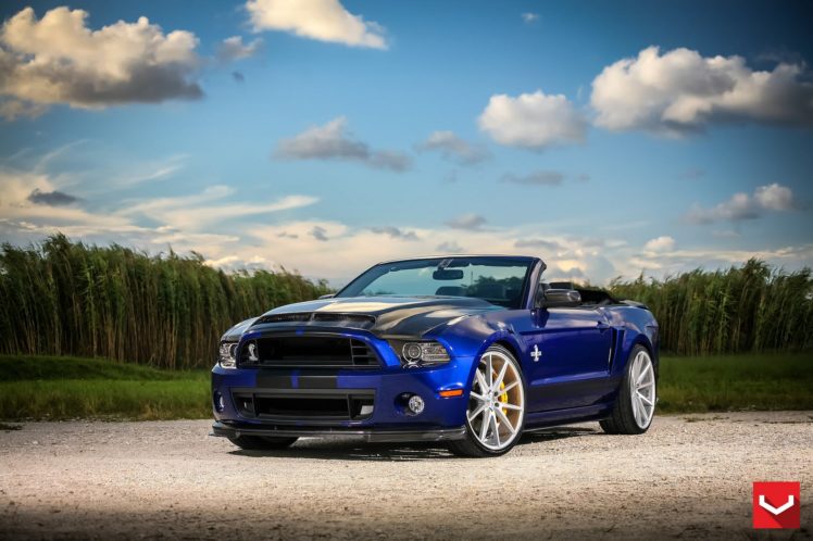 cars, Vossen, Tuning, Wheels, Ford, Mustang, Shelby, Gt500, Convertible, Blue HD Wallpaper Desktop Background