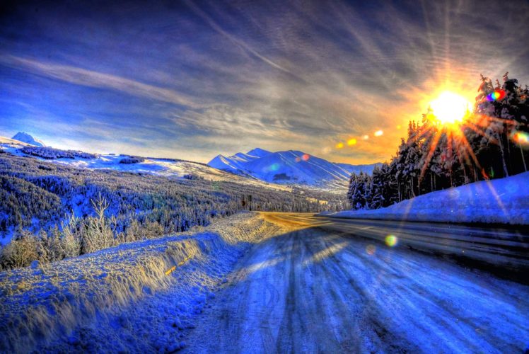 paisaje, Alaska, Nieve, Sol HD Wallpaper Desktop Background