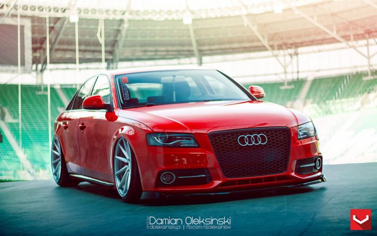 audi a4, Red, Vossen, Wheels, Tuning, Coupe, Cars HD Wallpaper Desktop Background