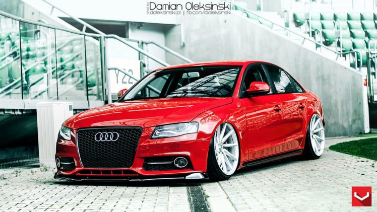 audi a4, Red, Vossen, Wheels, Tuning, Coupe, Cars HD Wallpaper Desktop Background