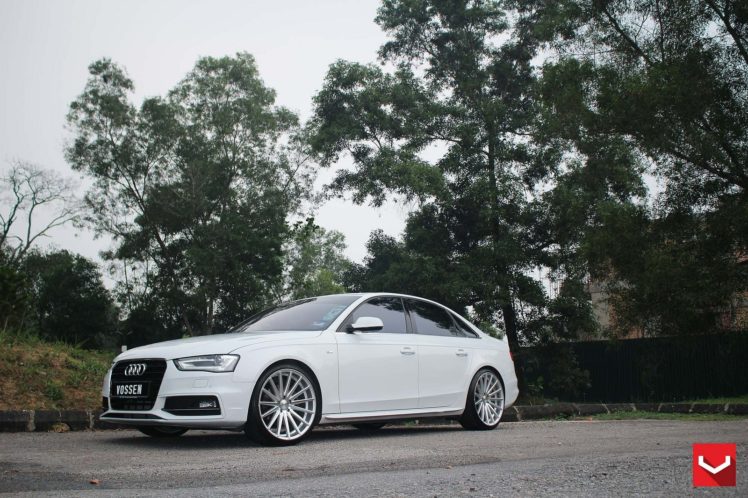 audi a4, White, Vossen, Wheels, Tuning, Cars HD Wallpaper Desktop Background
