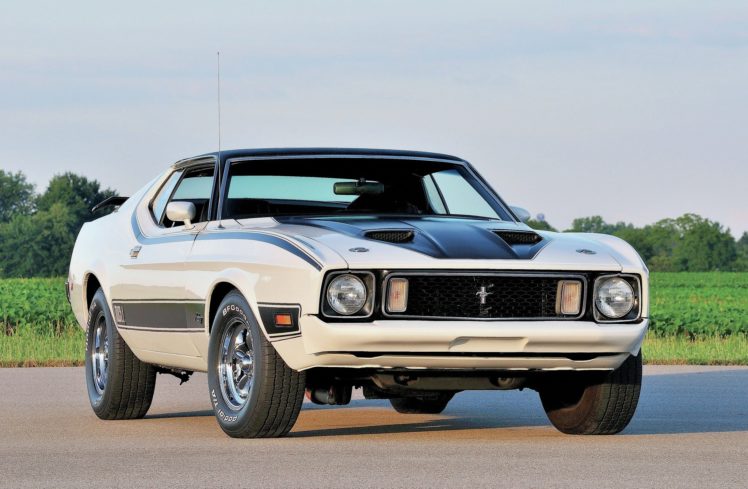 1973, Ford, Mustang, Mach 1, Muscle, Classic, Old, Original, White, Usa ...