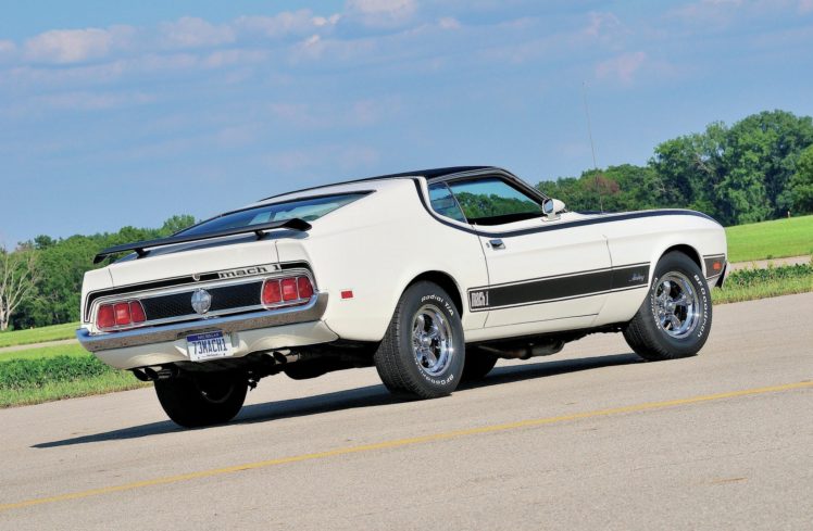 1973, Ford, Mustang, Mach 1, Muscle, Classic, Old, Original, White, Usa 2048×1340 02 HD Wallpaper Desktop Background