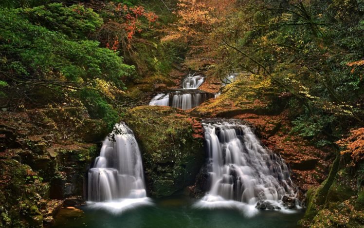waterfall, River, Landscape, Nature, Waterfalls, Autumn HD Wallpaper Desktop Background