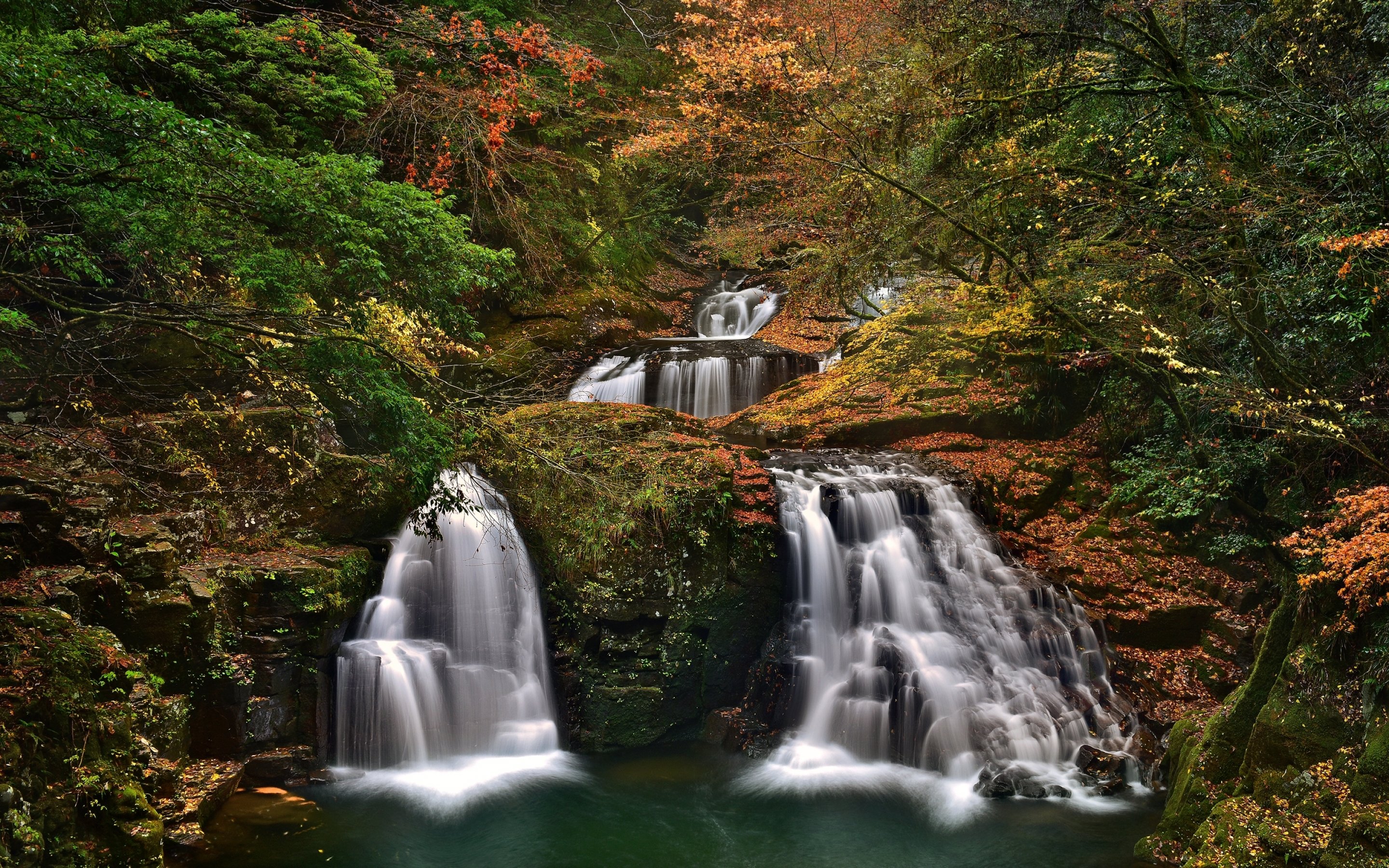 Waterfall River Landscape Nature Waterfalls Autumn Wallpapers Hd
