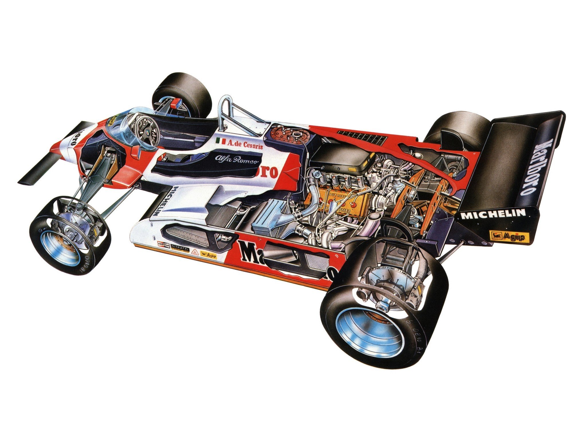 formula, One, Sportcars, Cutaway, Technical, Alfa, Romeo, 182t, 1982 Wallpaper
