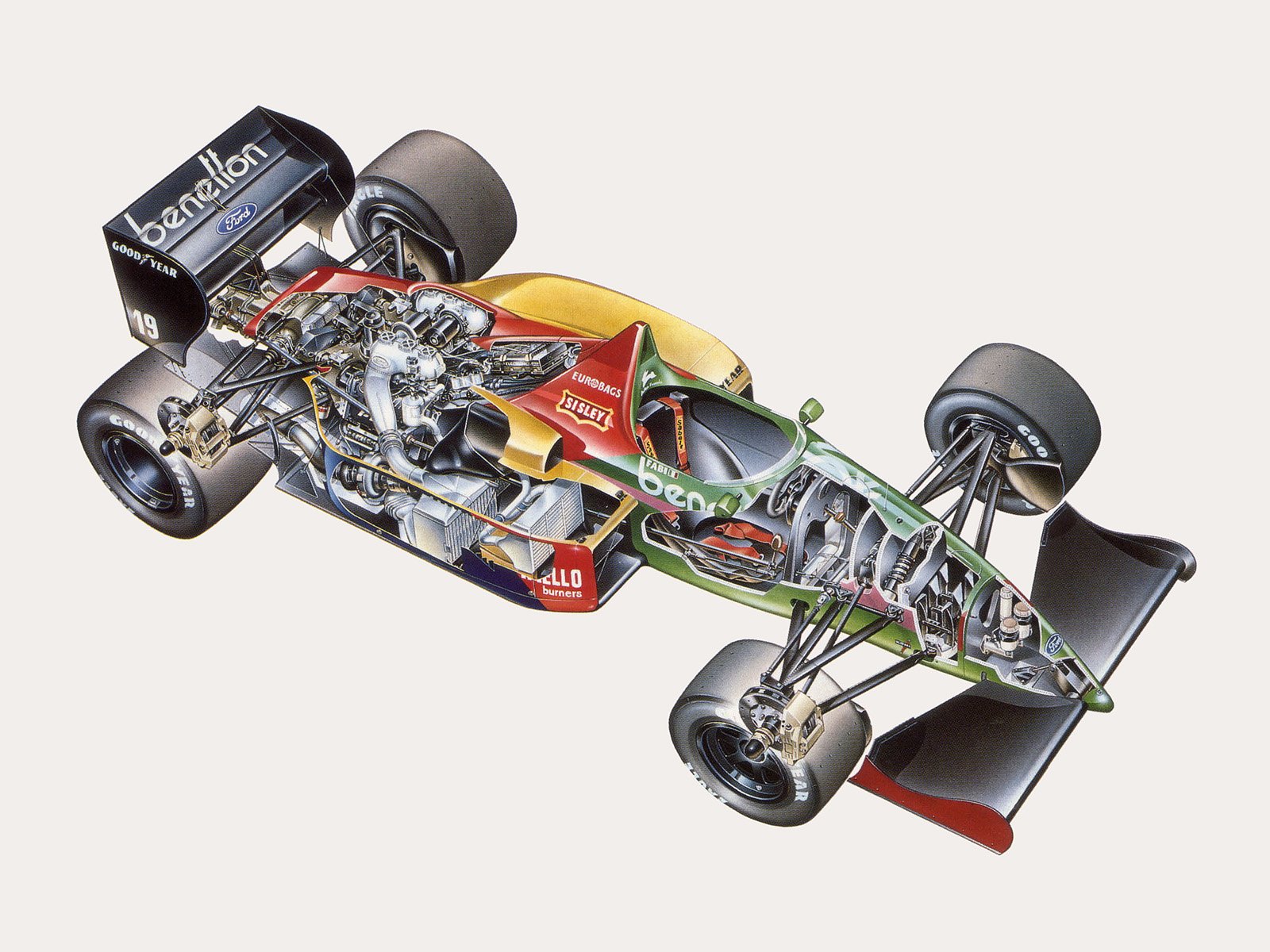 formula, One, Sportcars, Cutaway, Technical, Benetton, B187, 1987 Wallpaper