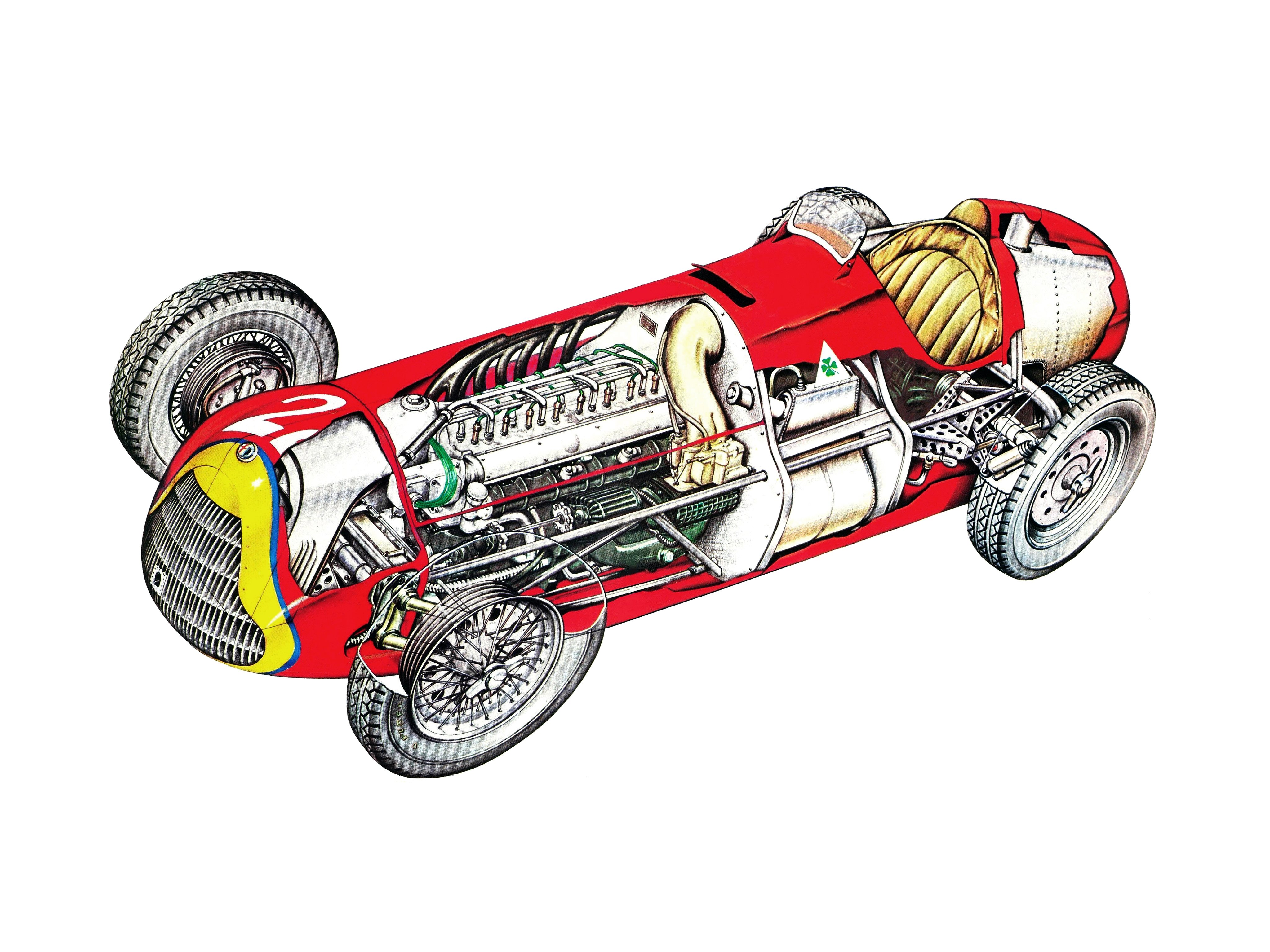 formula, One, Sportcars, Cutaway, Technical, Alfa, Romeo, Tipo, 159, Alfetta, 1951 Wallpaper