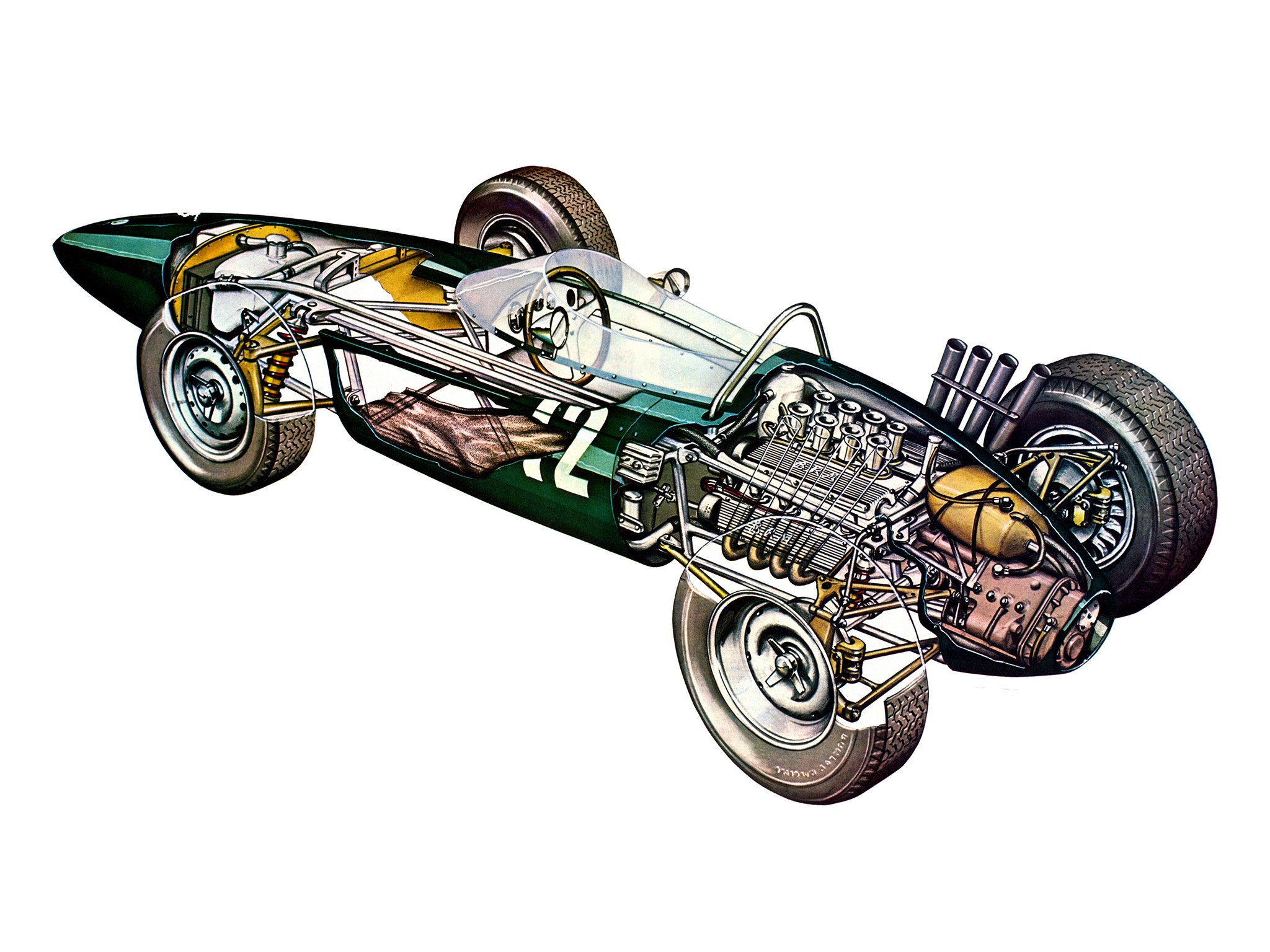 formula, One, Sportcars, Cutaway, Technical, Brm, P578, 1962 Wallpaper