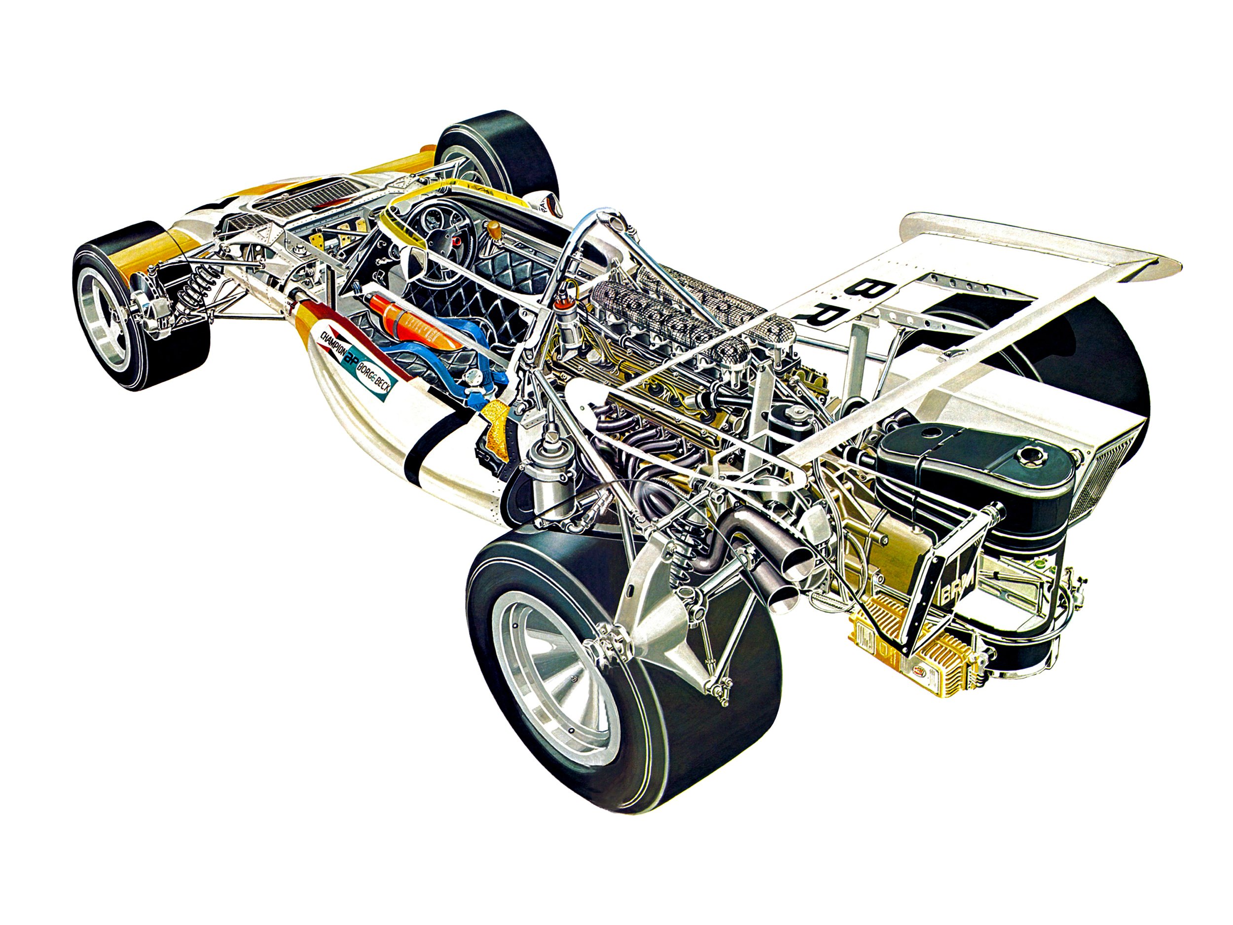 formula, One, Sportcars, Cutaway, Technical, Brm, P160, 1971 Wallpaper