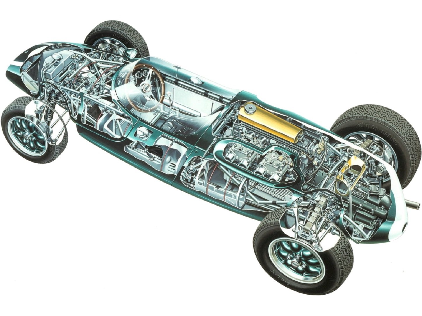 formula, One, Sportcars, Cutaway, Technical, Cooper, T51, 1959 Wallpaper