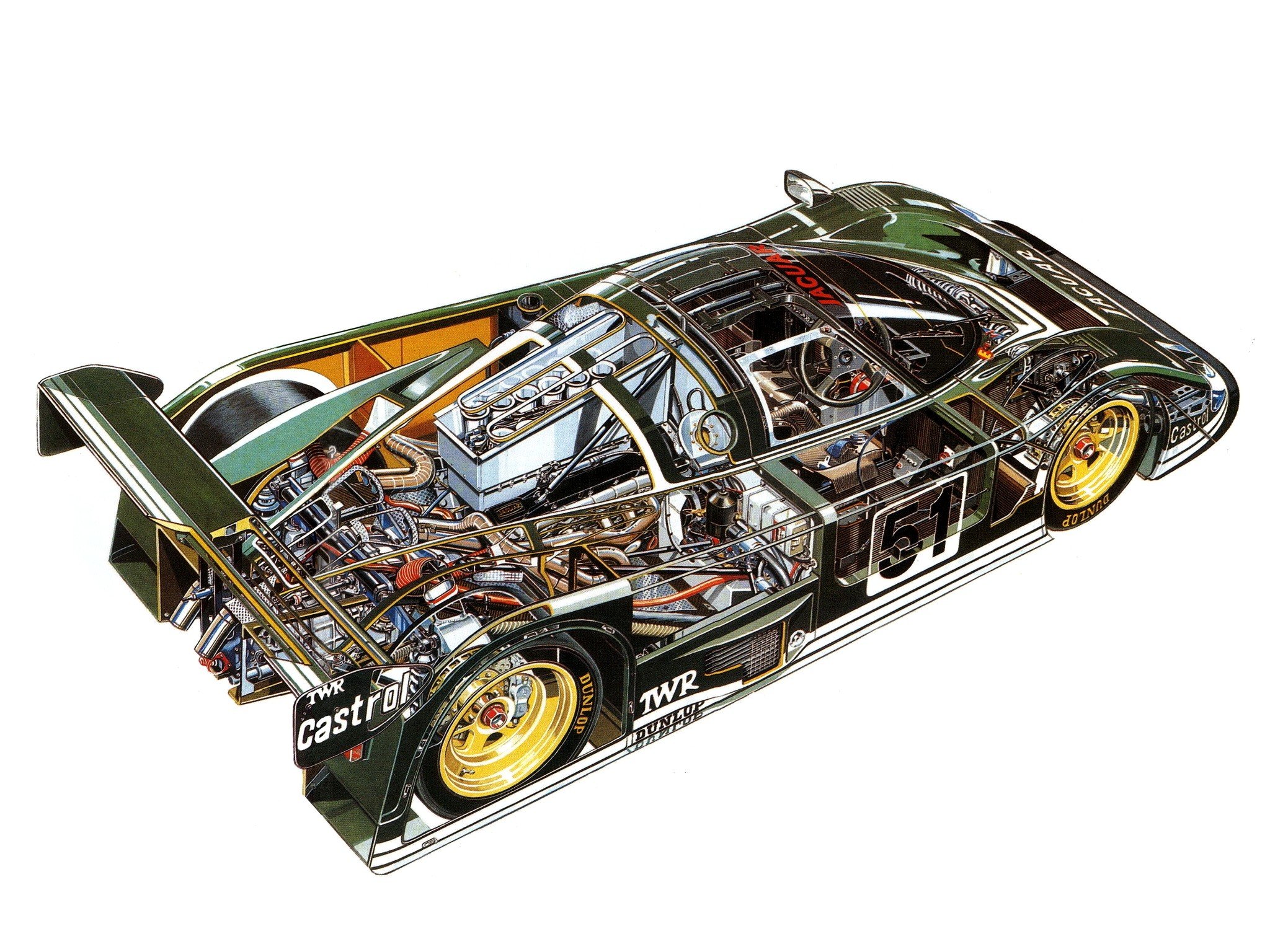 sportcars, Cutaway, Technical, Cars, Jaguar, Xjr6, 1985 Wallpaper