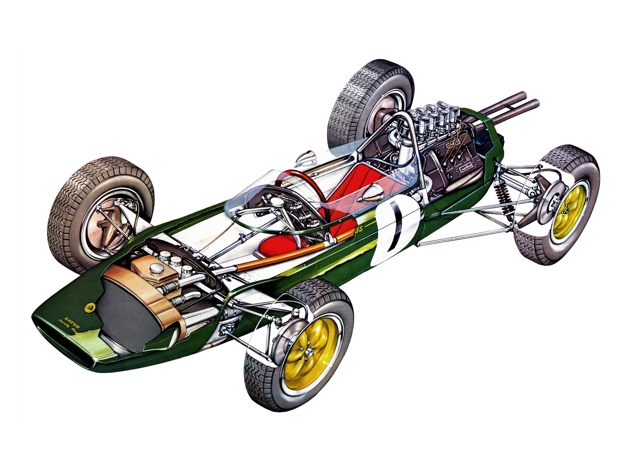 formula, One, Sportcars, Cutaway, Technical, Lotus 25, 1962 Wallpaper