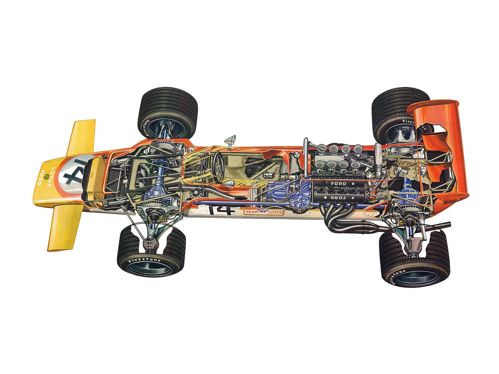 formula, One, Sportcars, Cutaway, Technical, Lotus 63, 1969 Wallpaper