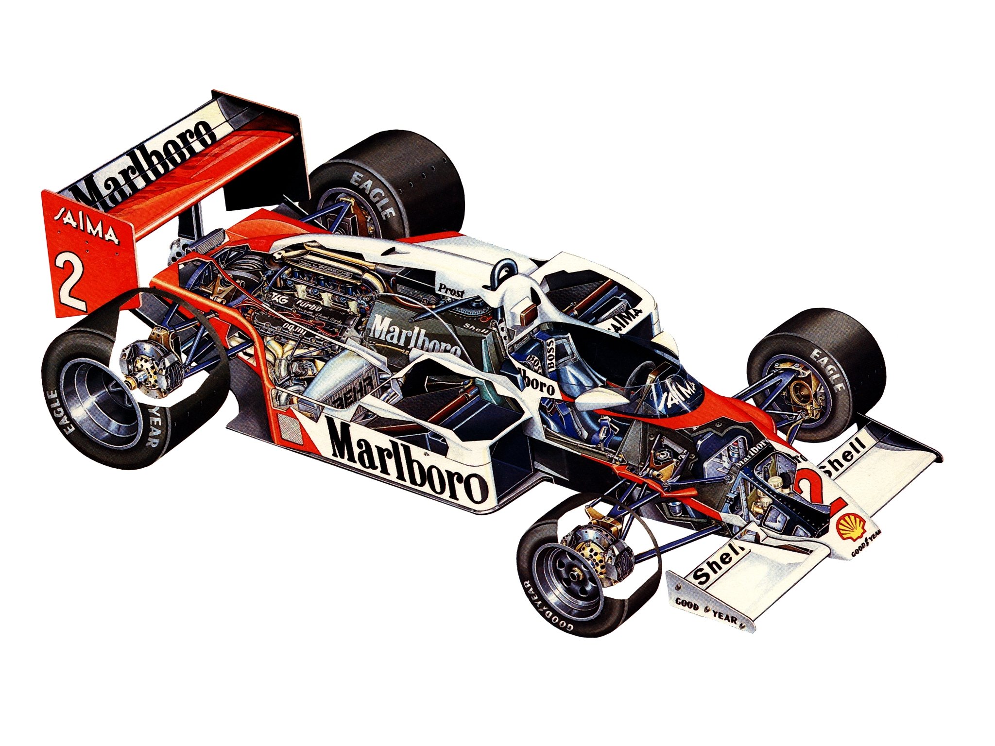 formula, One, Sportcars, Cutaway, Technical, Mclaren, Mp4 2b, 1985 Wallpaper