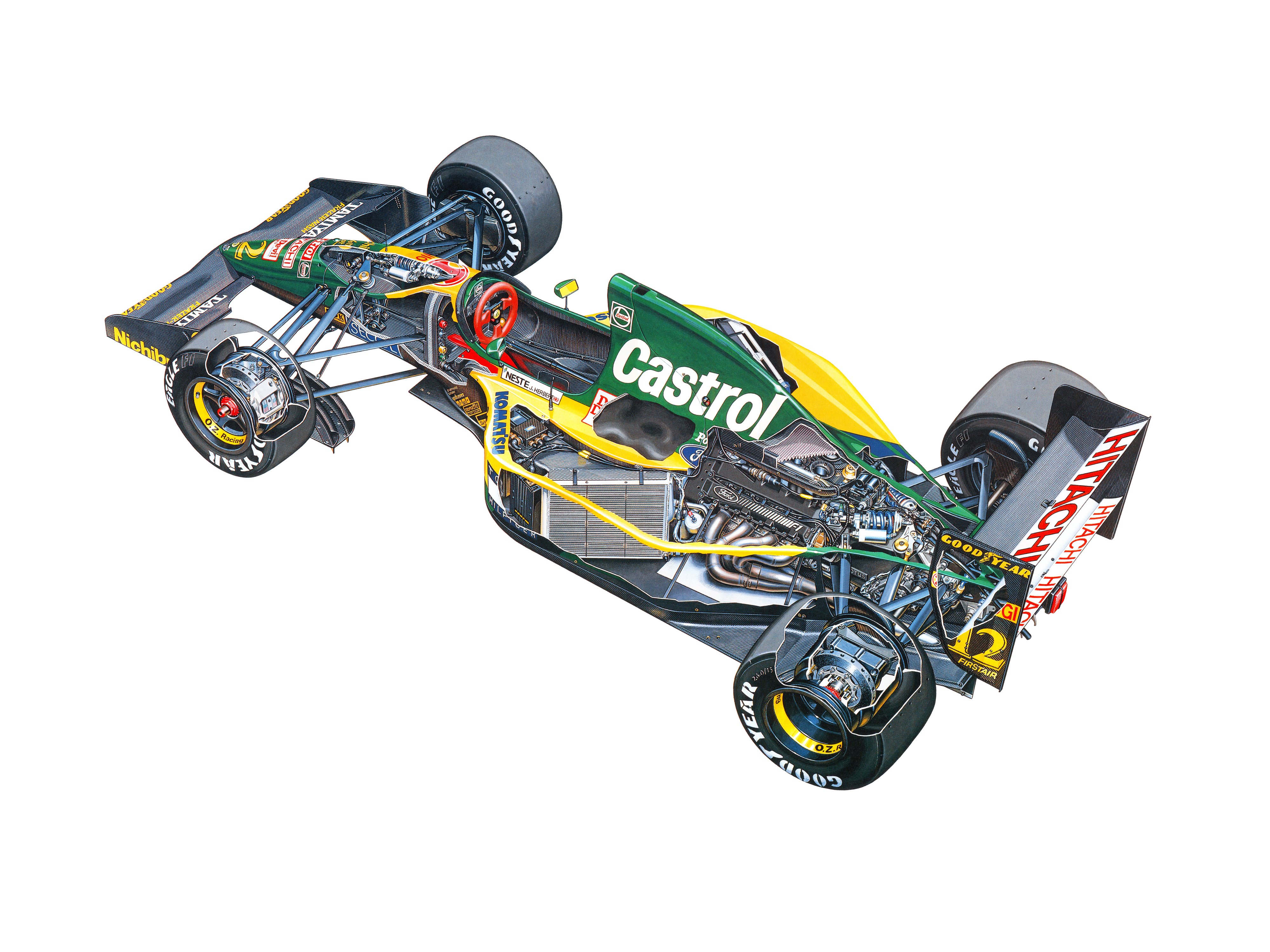 formula, One, Sportcars, Cutaway, Technical, Lotus, 107, 1992 Wallpaper