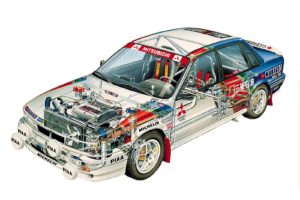 sportcars, Cutaway, Technical, Rally, Cars, Mitsubishi, Galant, Vr 4rs, 1987