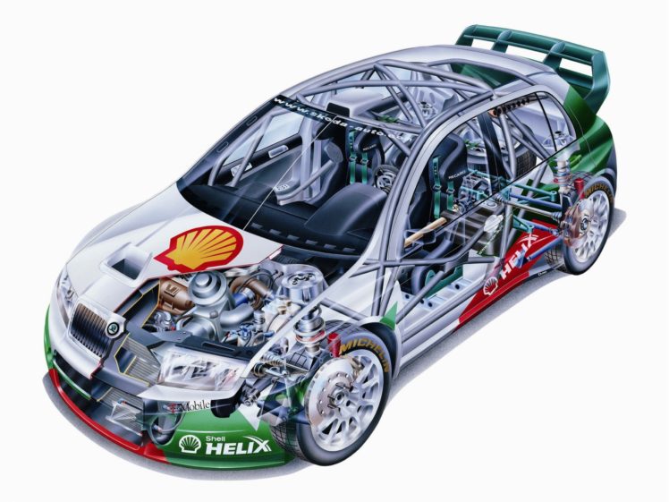 sportcars, Cutaway, Technical, Rally, Cars, Skoda, Fabia, Wrc, 2003 HD Wallpaper Desktop Background