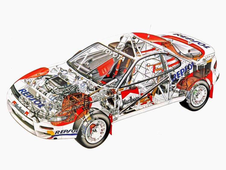 sportcars, Cutaway, Technical, Rally, Cars, Toyota, Celica, Turbo, 4wd, Group d HD Wallpaper Desktop Background