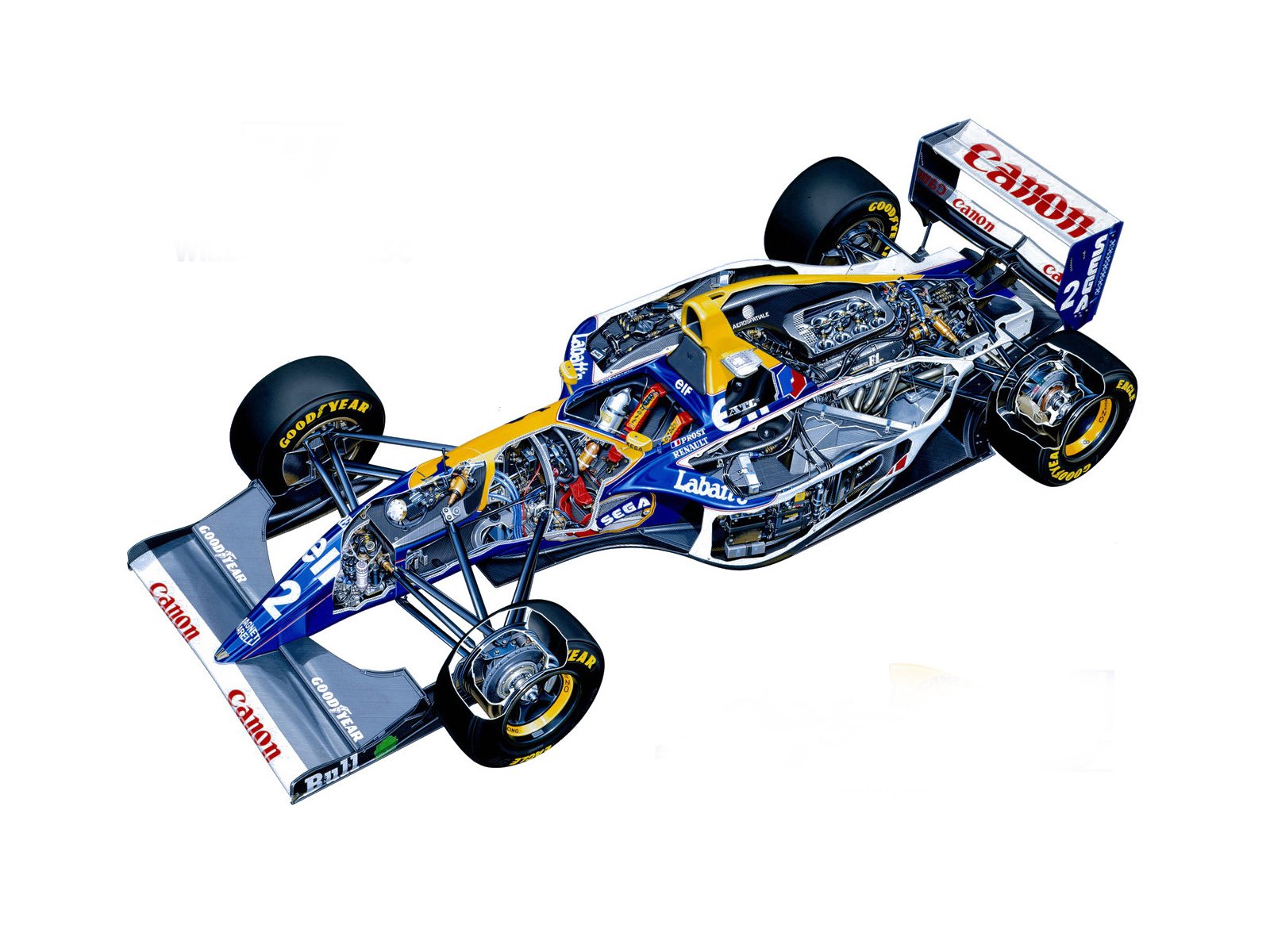 formula, One, Sportcars, Cutaway, Technical, Williams, Fw15c, 1993 Wallpaper