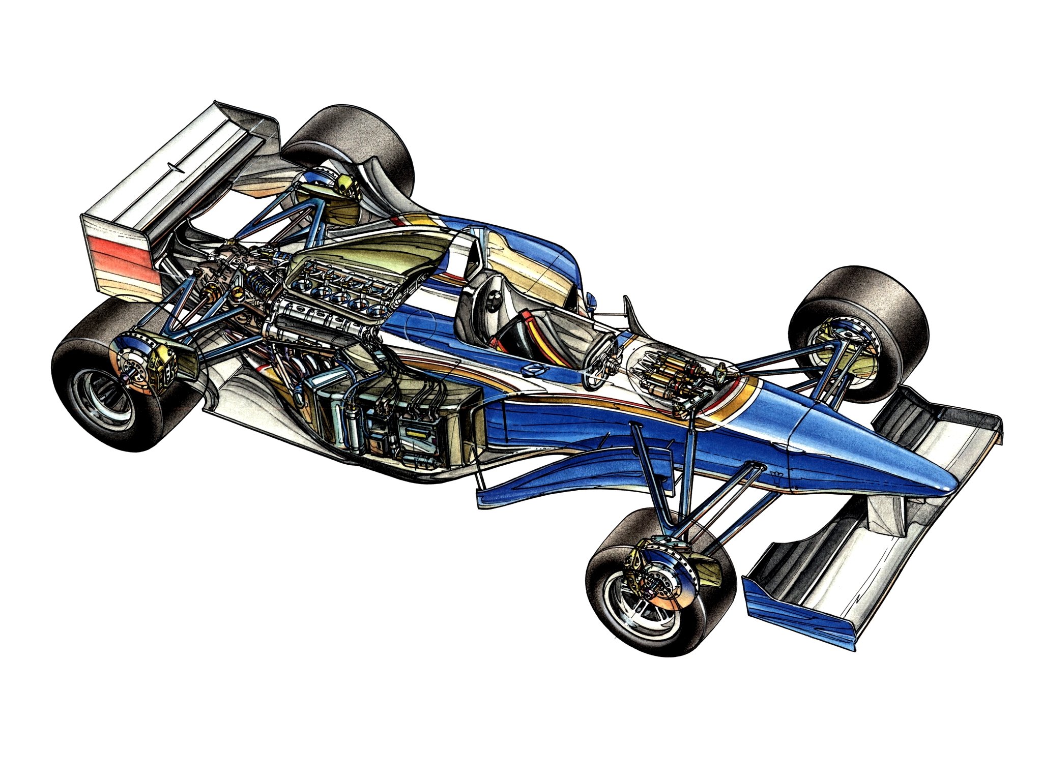 formula, One, Sportcars, Cutaway, Technical, Williams, Fw17, 1995 Wallpaper