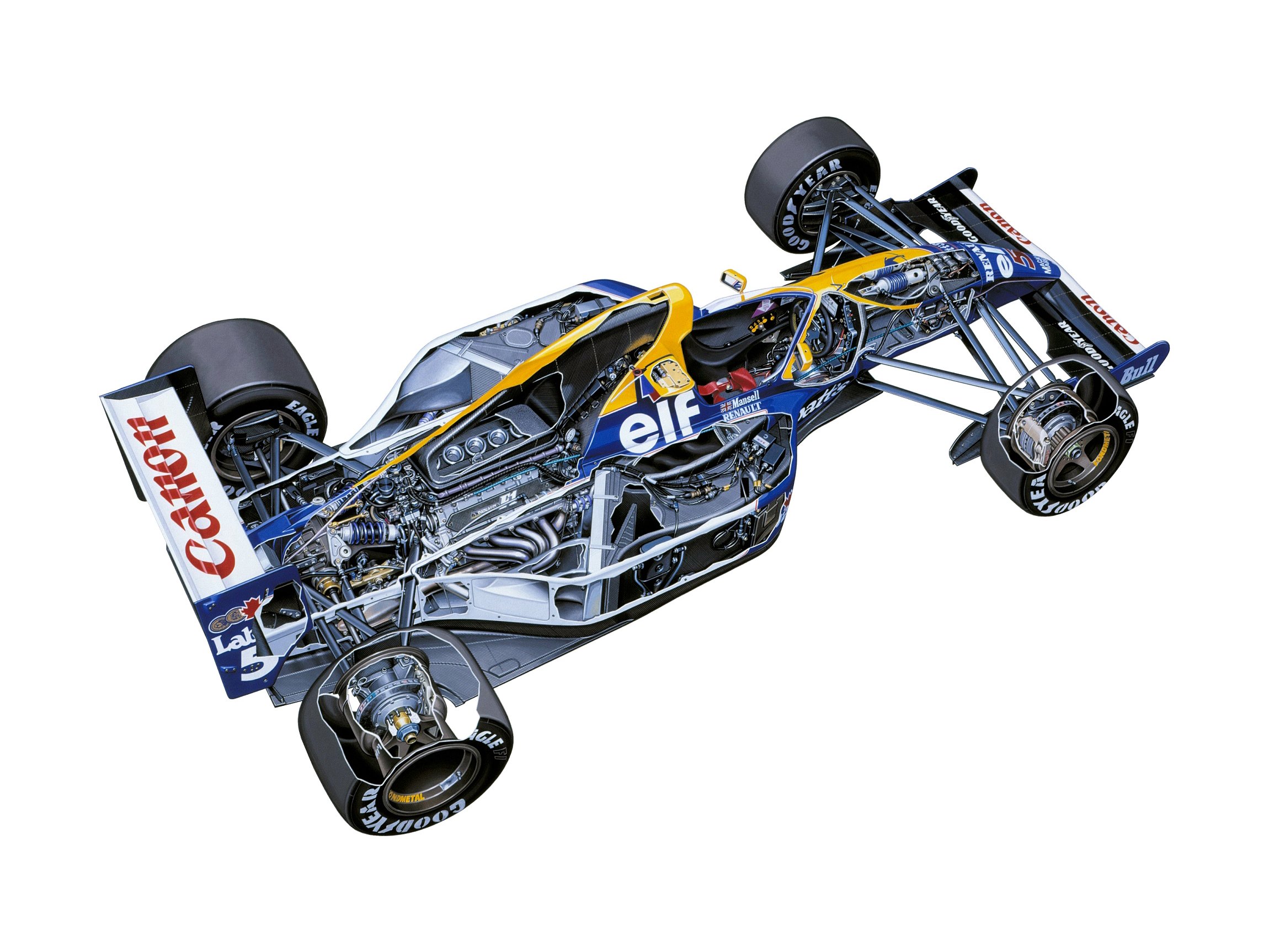 formula, One, Sportcars, Cutaway, Technical, Williams, Fw14, 1991 Wallpaper