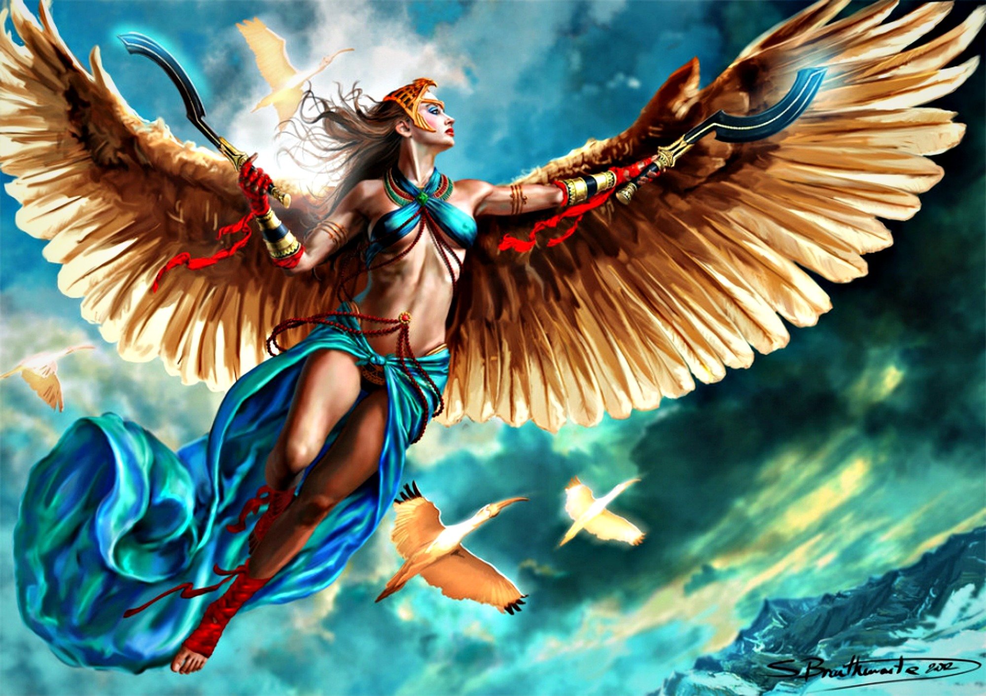 angel, Fantasy, Wings, Animal, Birds, Dress Wallpaper