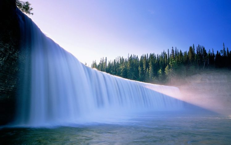 waterfall, Trees, Forest, Sky, Nature HD Wallpaper Desktop Background