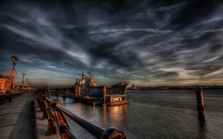 sky, Clouds, Sea, Port, Ship HD Wallpaper Desktop Background