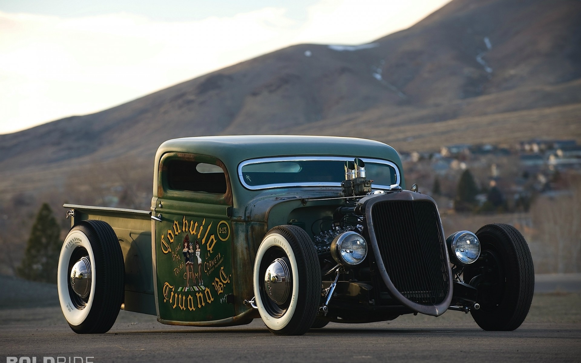 ford, V8, Rat, Rod, Pickup, 1935 Wallpaper