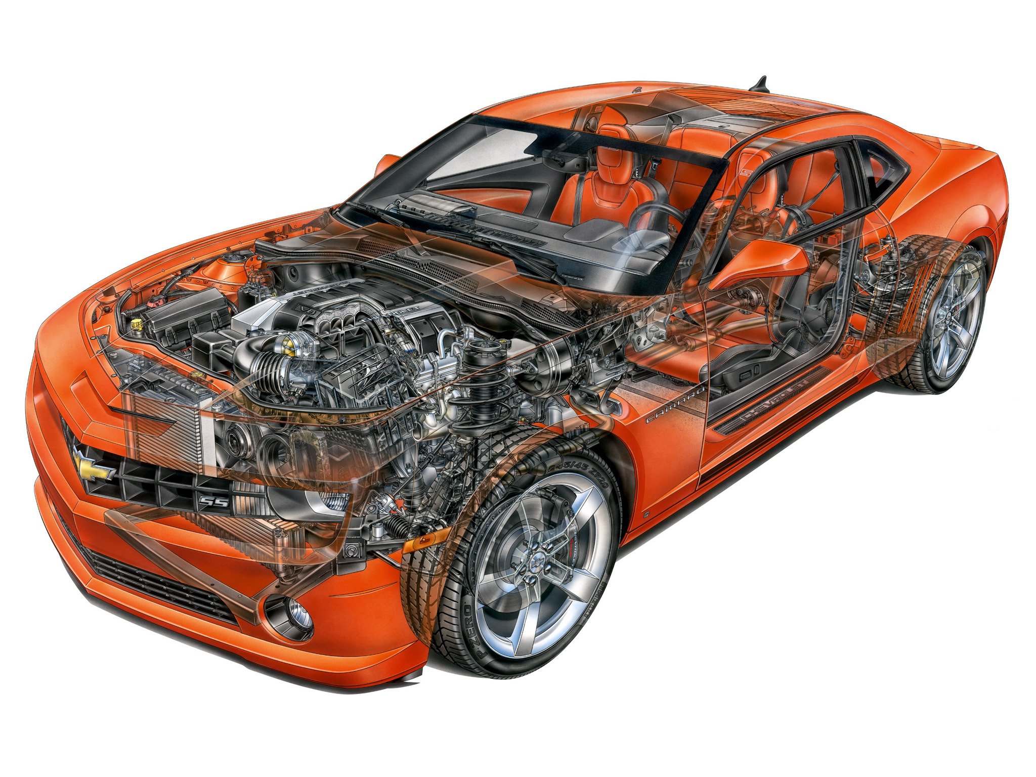 chevrolet, Chevy, Camaro, Ss, 2009, Coupe, Cars, Technical, Cutaway Wallpaper