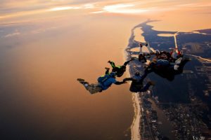 jumpers, Jump, Fly, Sky, Sea, Land, View, Cool, Parachute, Skydiving
