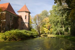 kutno, Poland, Architecture, Autumn, Castle, Garden, Trees, Village, Pond, Water, Nature