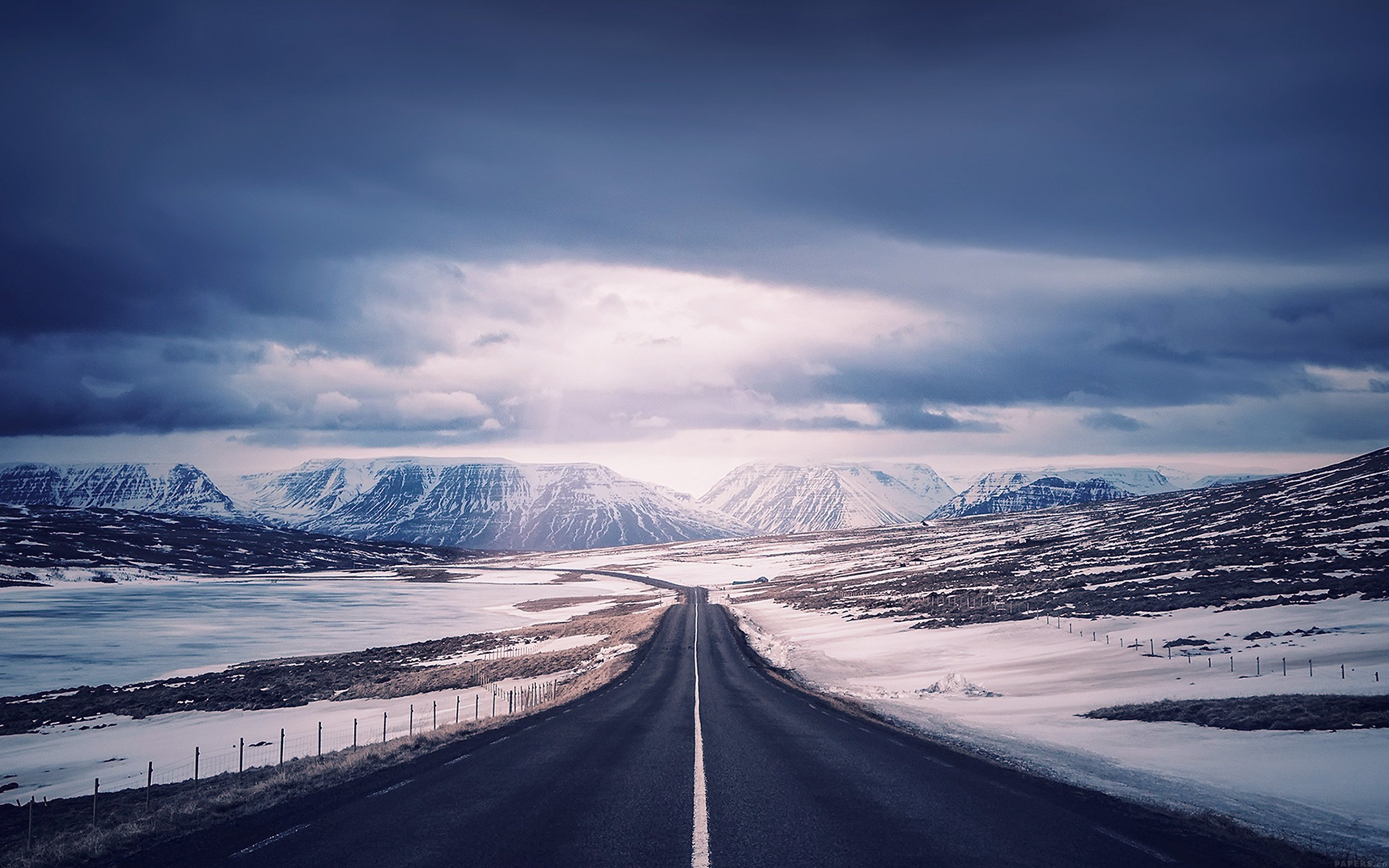 road to heaven snow mountain nature winter Wallpaper