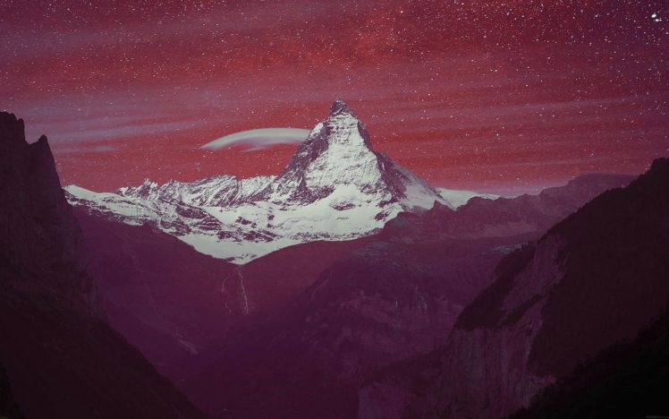 purple night mountain sky nature HD Wallpaper Desktop Background