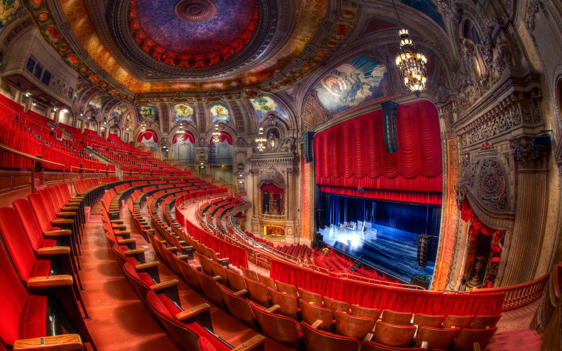 theatre, Chicago, Scene, Red, Chairs, Light, Beauty, Pictures, Interior, Design, Room Wallpaper