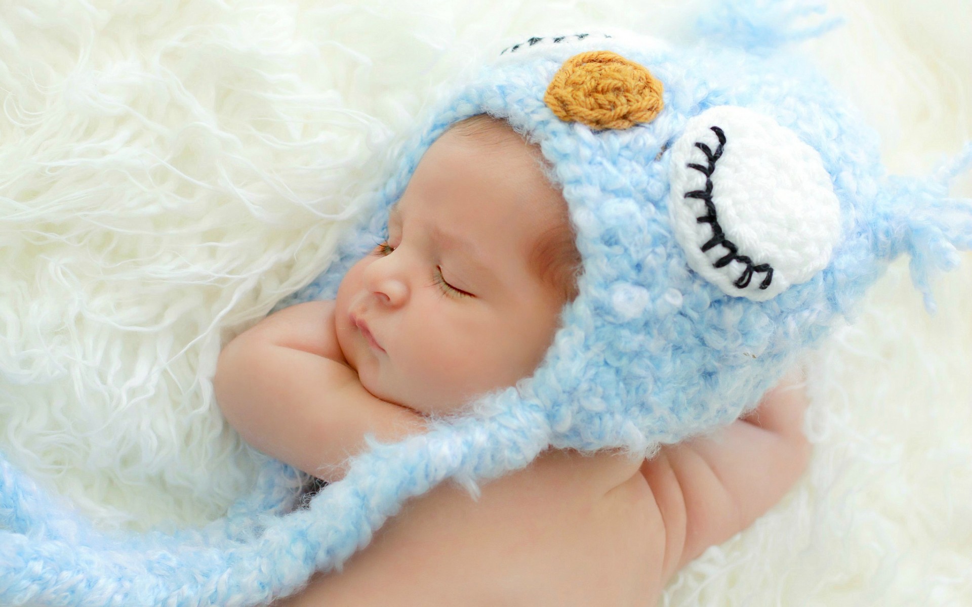 baby, Sleeping, Hat, Blue, Owl Wallpaper