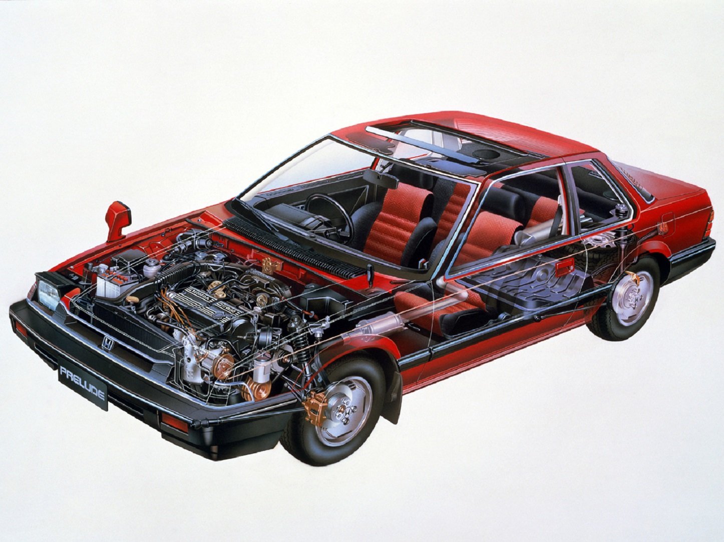 honda, Prelude, Xx, 1983, Cars, Sedan, Cutaway, Technical Wallpaper