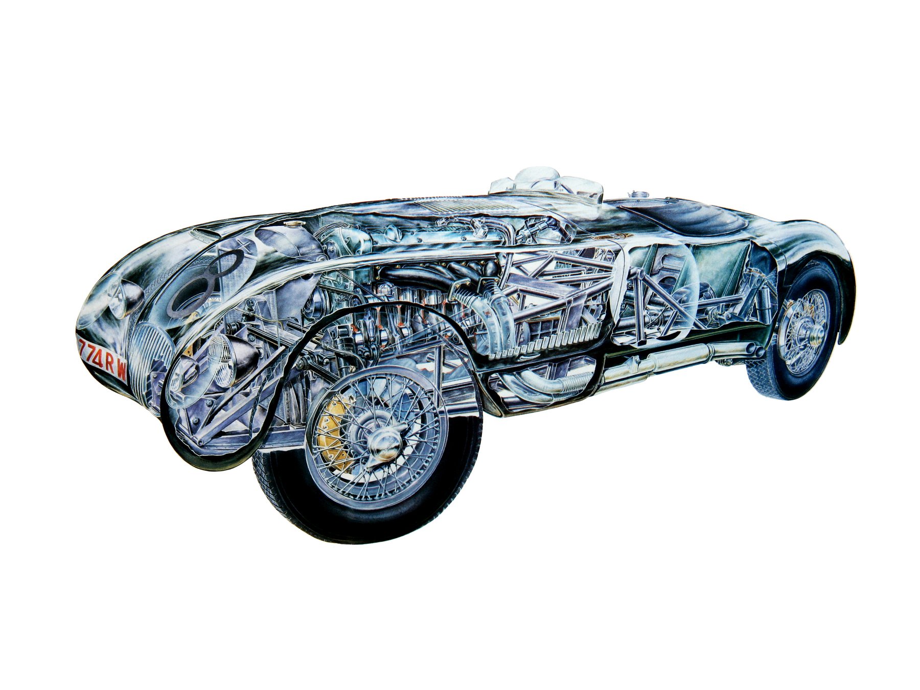 jaguar, C type, 1951, Cars, Cutaway, Technical Wallpaper