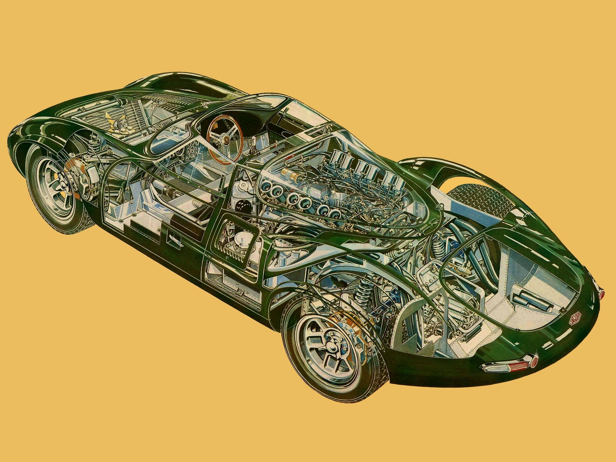 jaguar, Xj13, V12, Prototype, Sports, Racer, 1966, Cars, Technical, Cutaway Wallpaper