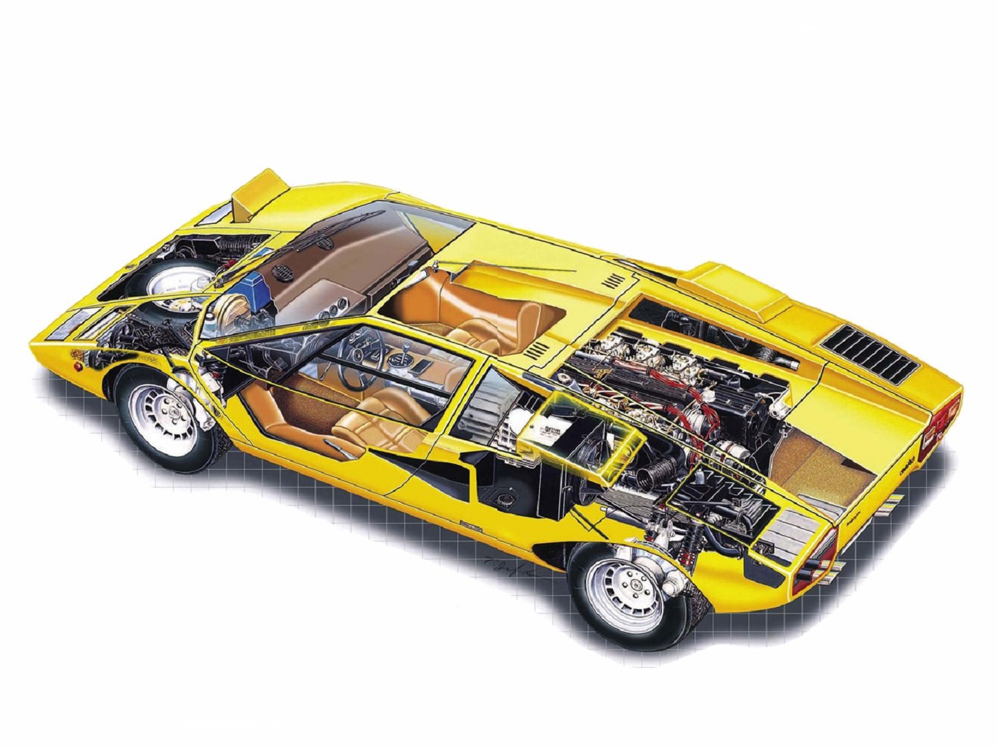 lamborghini, Countach, Lp400, Supercars, Cars, Tecnnical, Cutaway Wallpaper