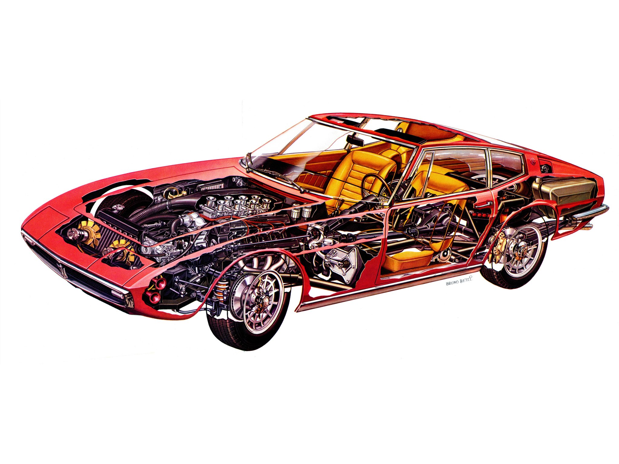maserati, Ghibli, Coupe, Cars, 1967, Cutaway, Technical, Car Wallpaper