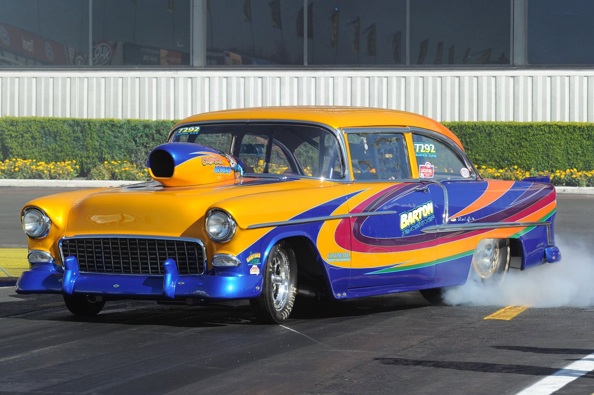 1955, Chevrolet, Chevy, Bel, Air, Drag, Dragster, Race, Racing, Burnout, Usa, 2048x1360 01 Wallpaper