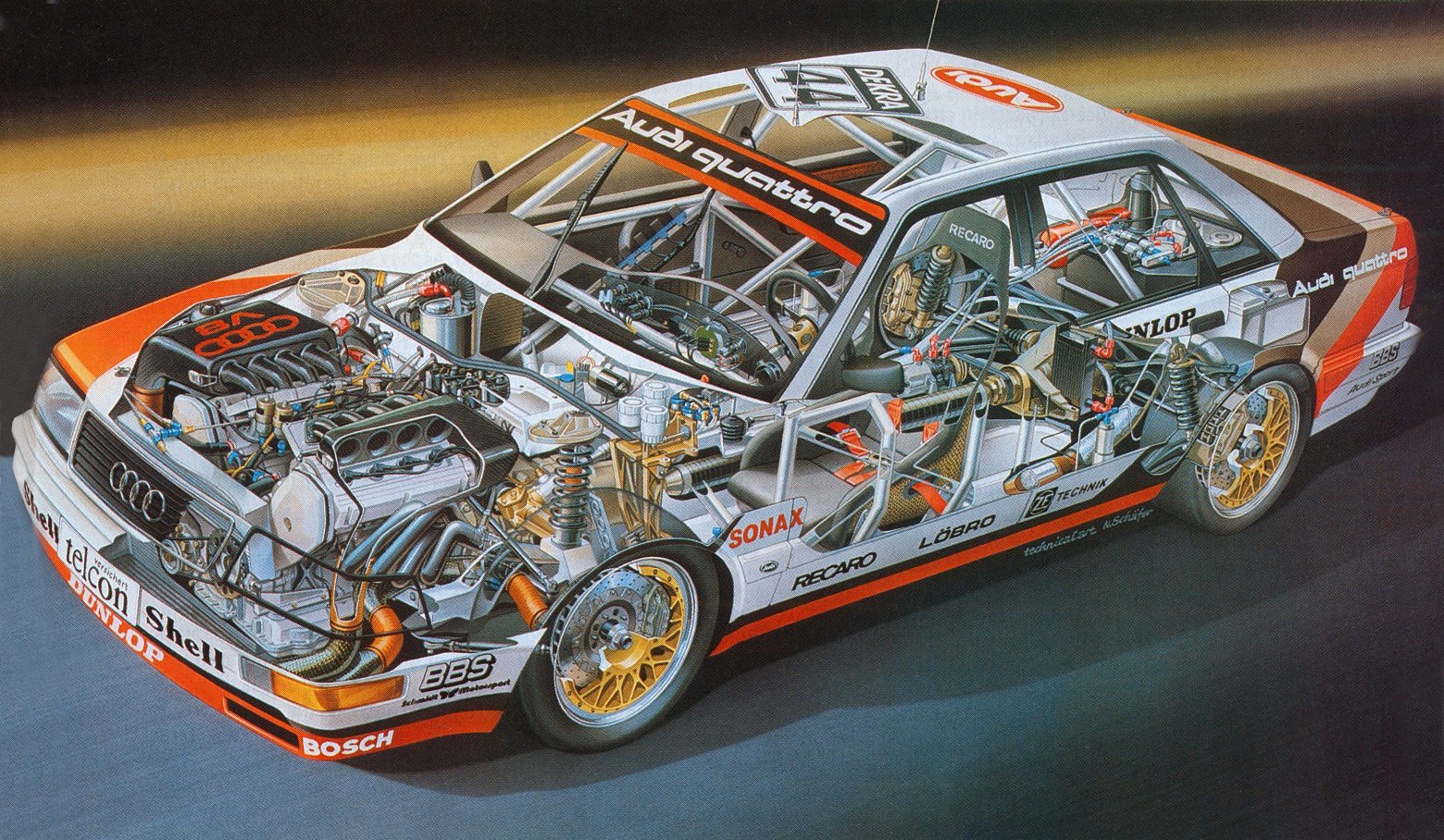 1991, Audi, Quattro, V8, Dtm, Sedan, Cutaway, Cars, Technical, Cutaway Wallpaper