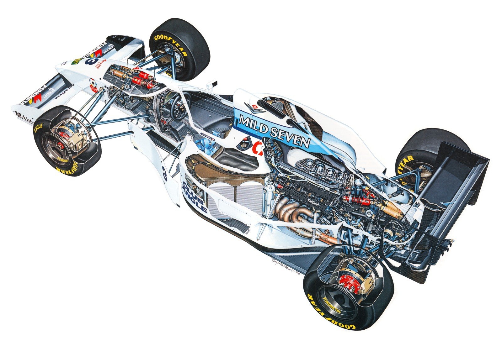 tyrrell, 022, Yamaha, Formula, One, 1994, Cutaway, Technical Wallpaper