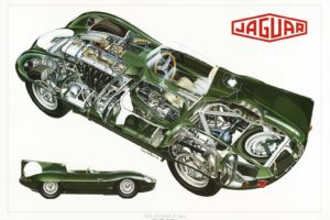 1955, Jaguar, D type, Cars, Technical, Cutaway