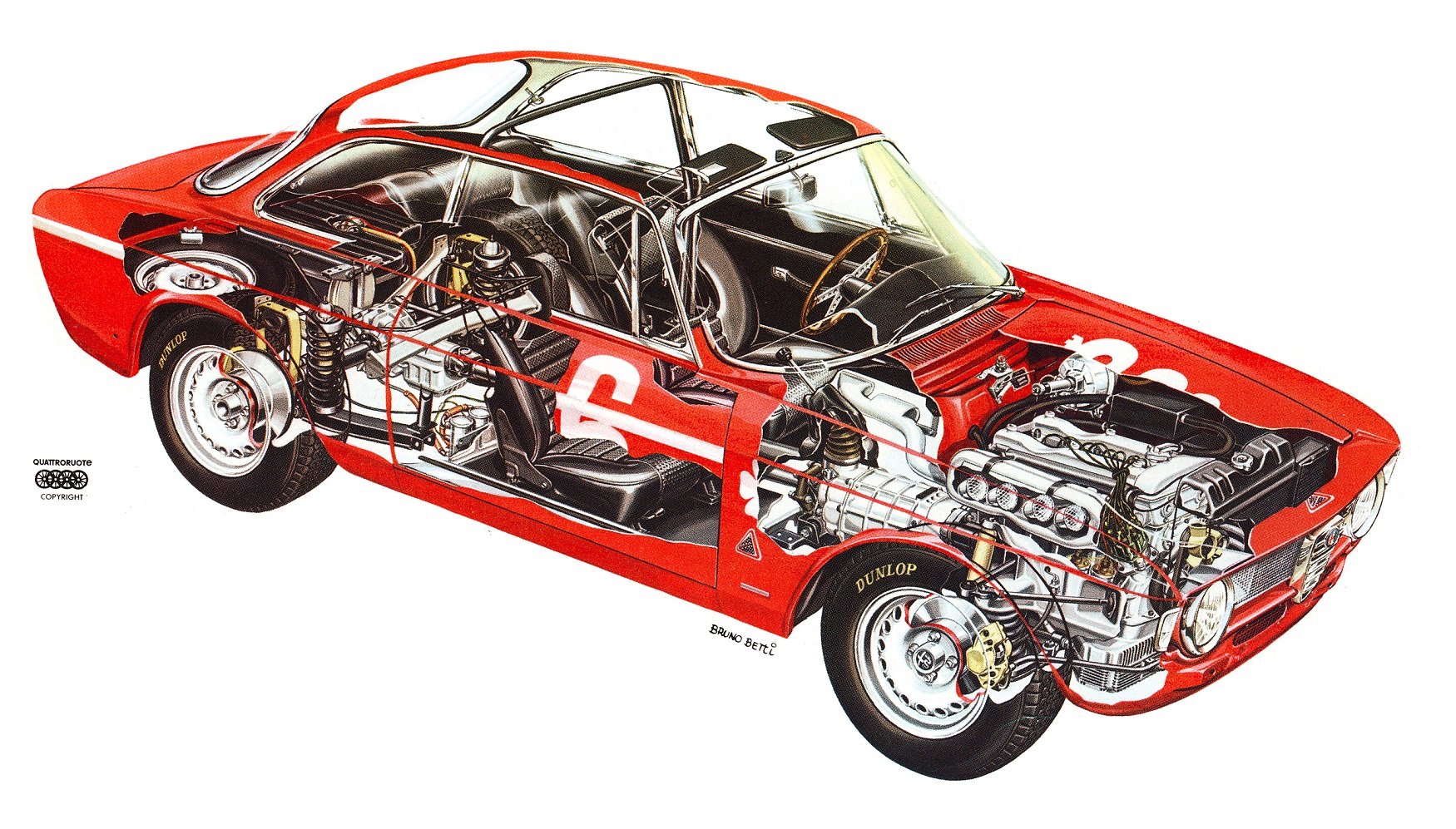 alfa, Rome, Ogiulia, Gta, 1965, Cars, Technical, Cutaway Wallpaper